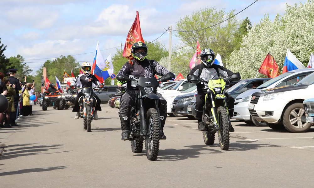 В Марьяновке прошёл авто-мотопробег в честь Дня Победы