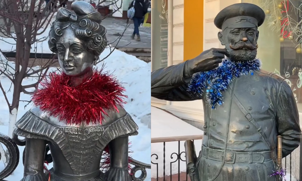 Омичи украсили символы города в преддверии новогодних праздников