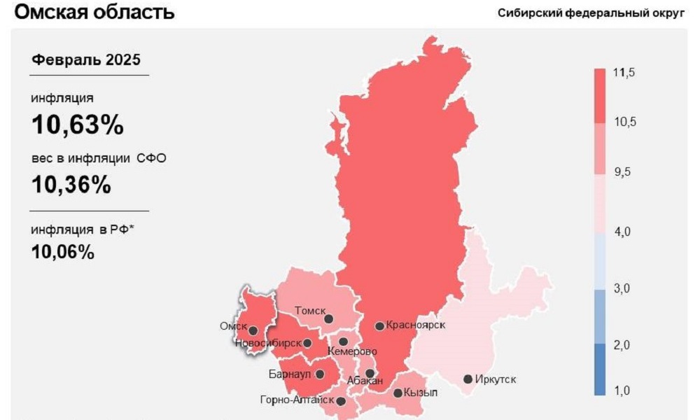 Инфляция в Омской области замедлилась до 10,6%