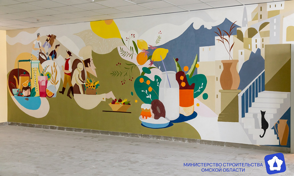 В новой школе Исилькульского муниципального округа появились тематические фрески