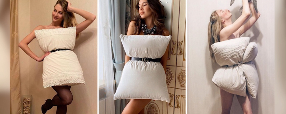 Омички делают модный образ из подушки