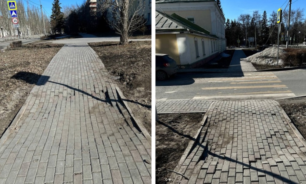 Омичи пожаловались на провалы в тротуарной плитке на улице Спартаковской 