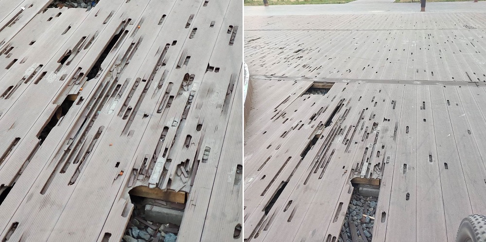 В Омске, на бульваре Мартынова, снова сломались доски. Возможно, их придётся полностью заменить - ДГХ