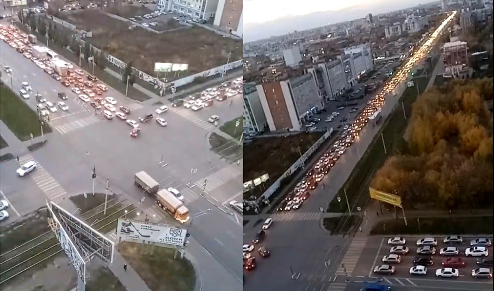 В центре Омска сейчас пешком быстрее - город встал в гигантской пробке