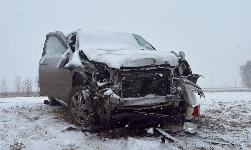 На трассе в Омской области легковушка выехала на встречную полосу, где столкнулась с другим автомобилем