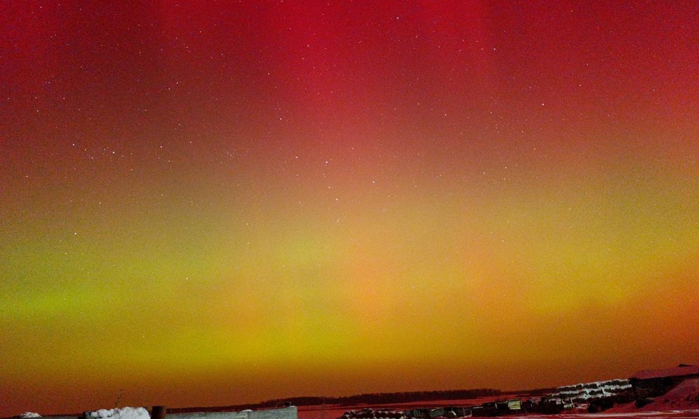 В Омской области запечатлели яркое полярное сияние