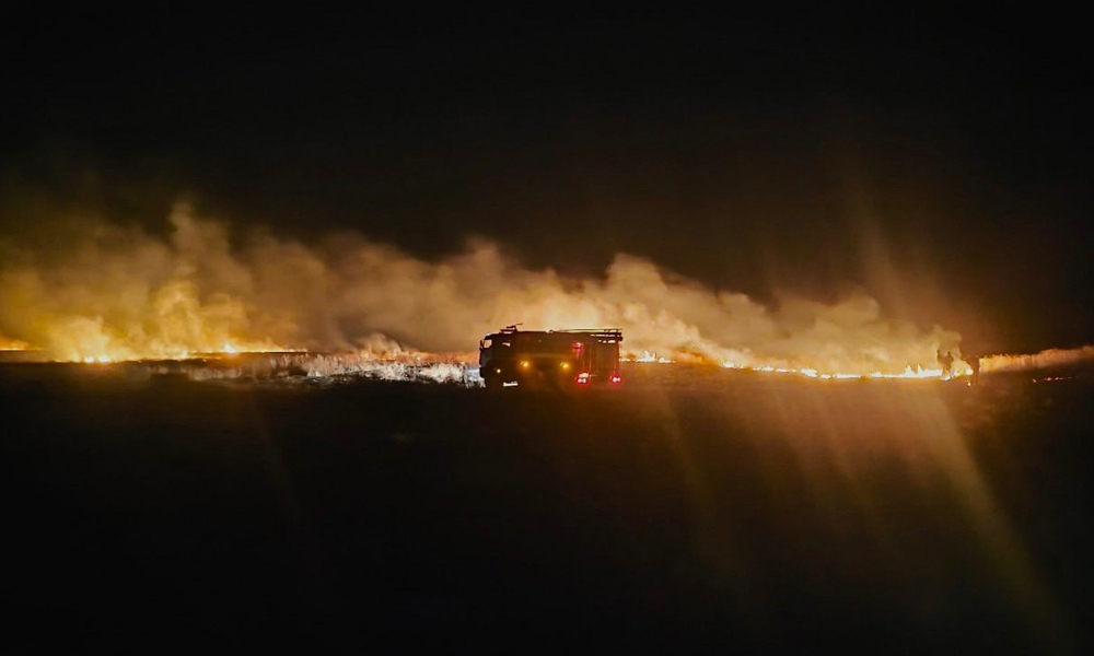 В Омске загорелась трава на 40 000 квадратных метрах