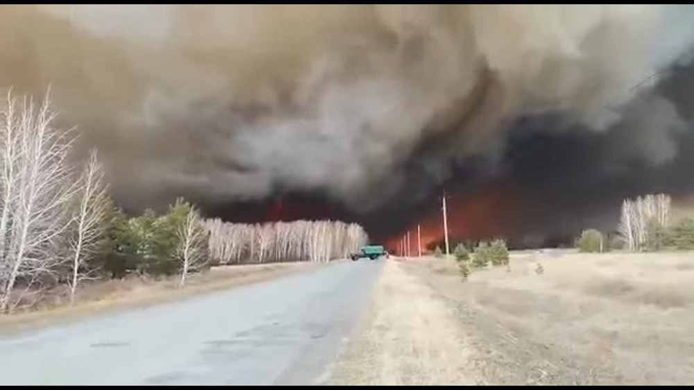 В Черлакском районе лесной пожар перешёл на строения детского лагеря 