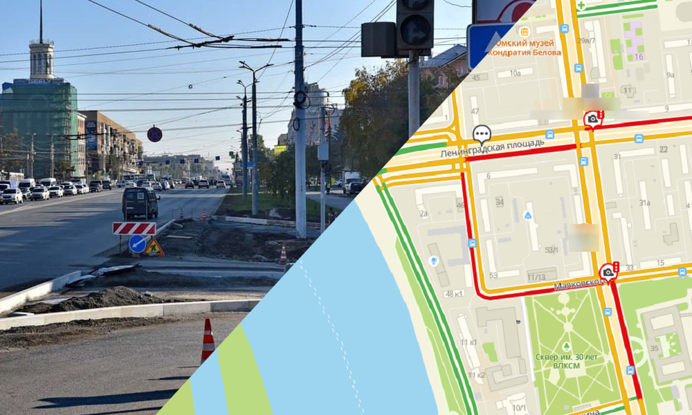 В Омске завершают реконструкцию перекрёстка у Ленинградского моста
