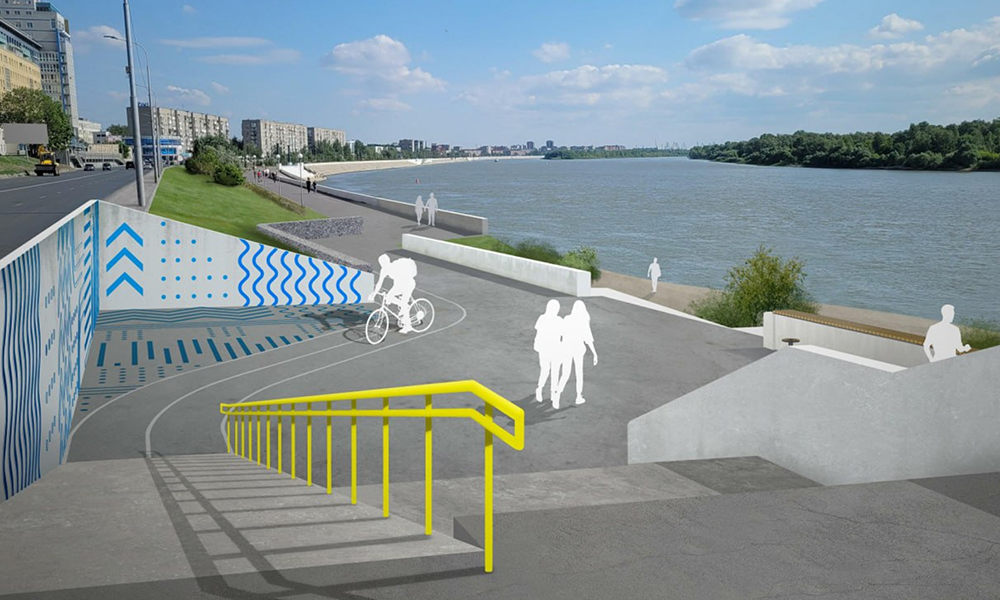 В Омске новое общественное пространство под открытым небом появится на Иртышской набережной