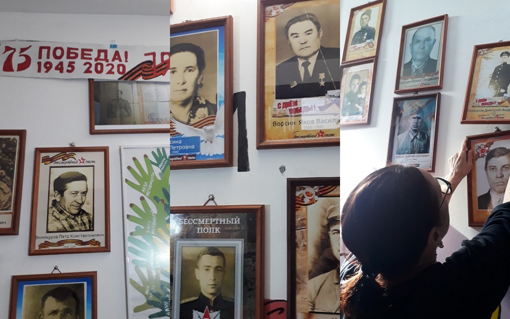 Омичи сделали в своём подъезде стену "Бессмертного полка"