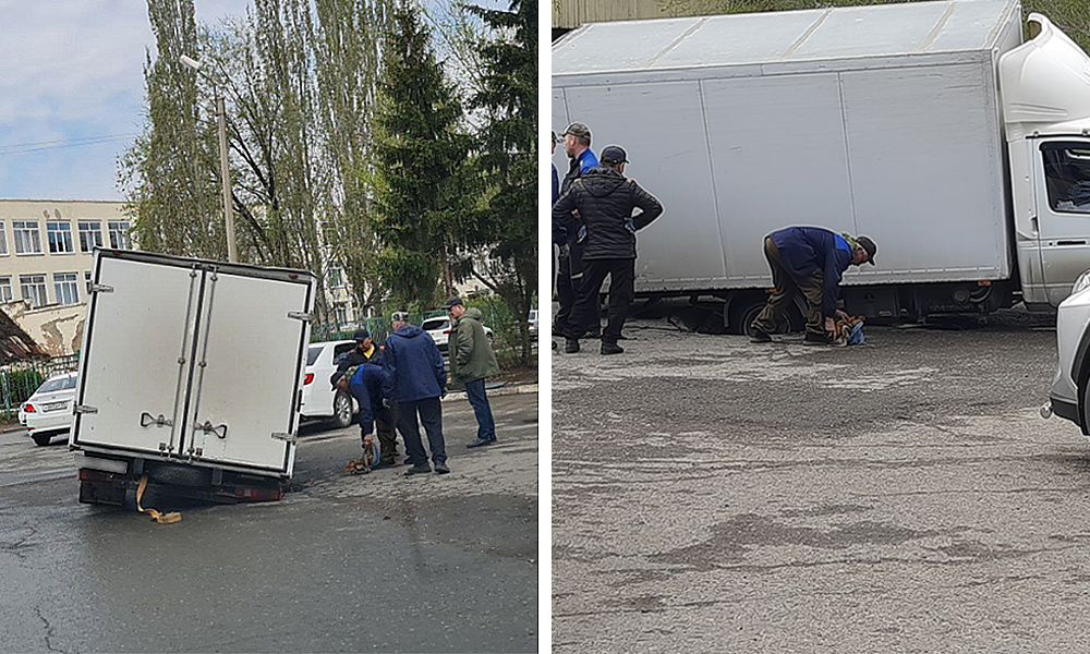 В Омске грузовая «Газель» провалилась в яму