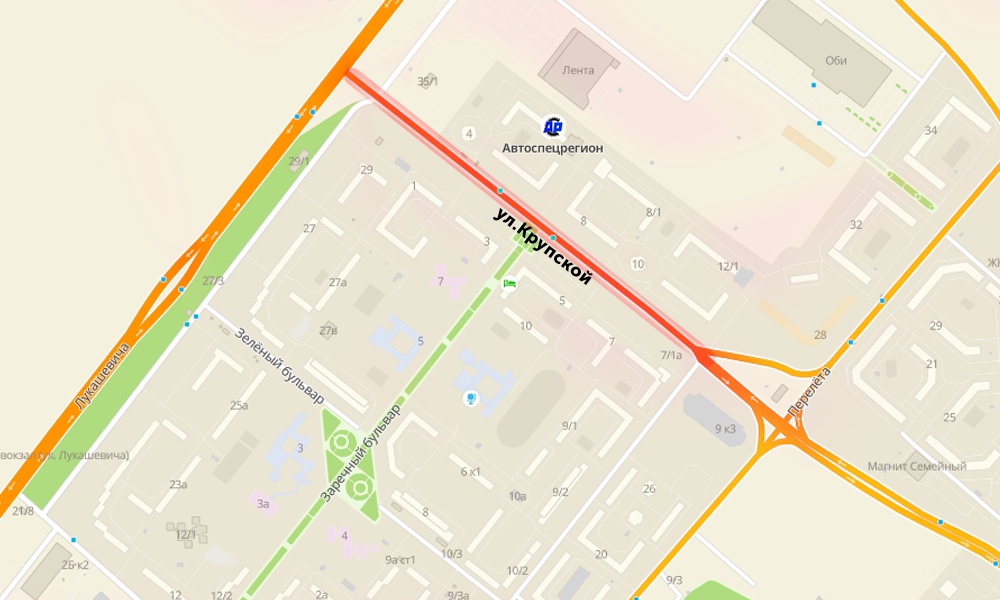 Дорогу на улице Крупской реконструируют в 2022 году 