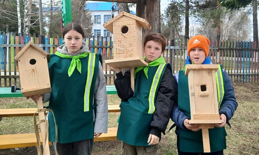 В Тевризе юные лесоводы установили рекордное число домиков для птиц