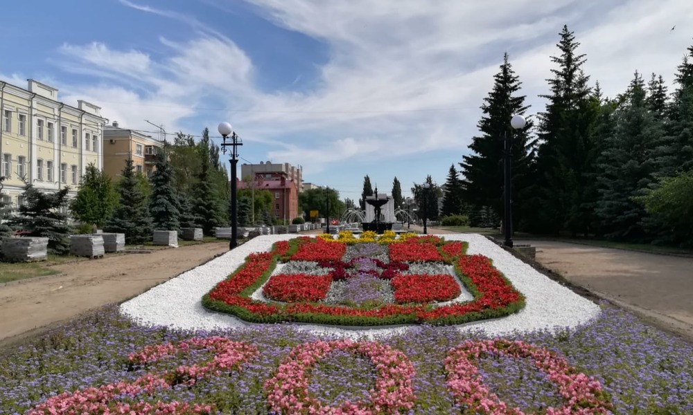  На улице Тарской сделали герб Омской области из 12 тысяч цветов