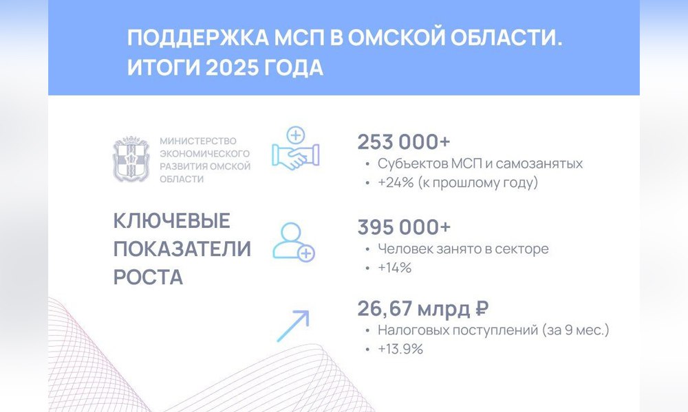 За 2025 год число предпринимателей в Омской области выросло на 24%