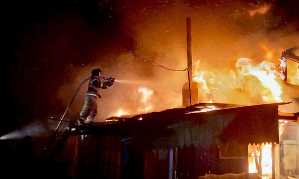 В Омске загорелся садовый дом