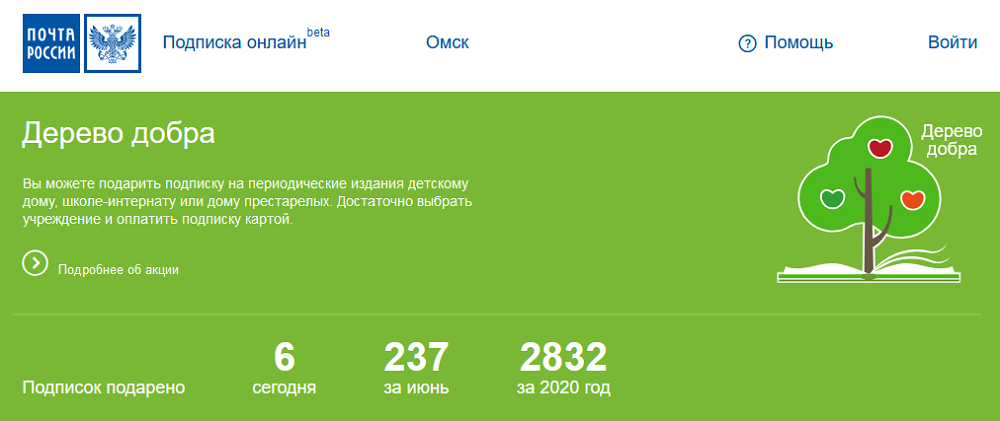 Делаем добро: омичи могут подарить дому престарелых и детдому подписку