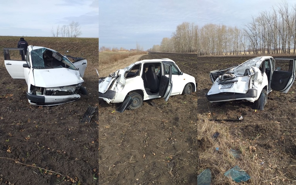 На омской трассе разбилась иномарка, заполненная людьми - в салоне было 5 человек