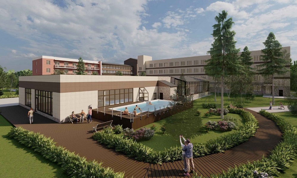Опубликован эскиз будущего спа-комплекса с уличным бассейном на Левобережье в Омске 